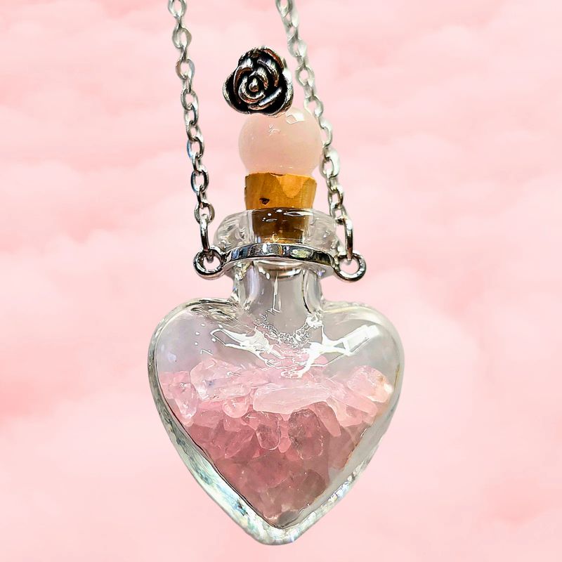 Heart Shaped Essential Oil Glass Bottle &amp; Perfume Holder Memorial Jewellery