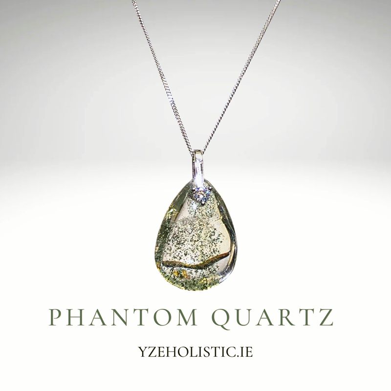 PHANTOM QUARTZ CRYSTAL 925 STERLING SILVER PENDANT AMULET