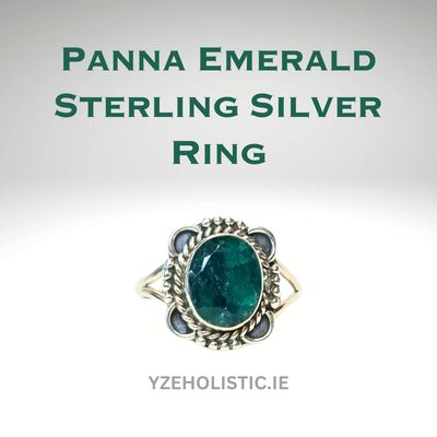 PANNA EMERALD GENUINE STONE RING 925 STERLING SILVER