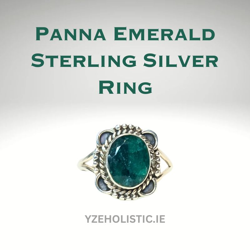 PANNA EMERALD GENUINE STONE RING 925 STERLING SILVER 