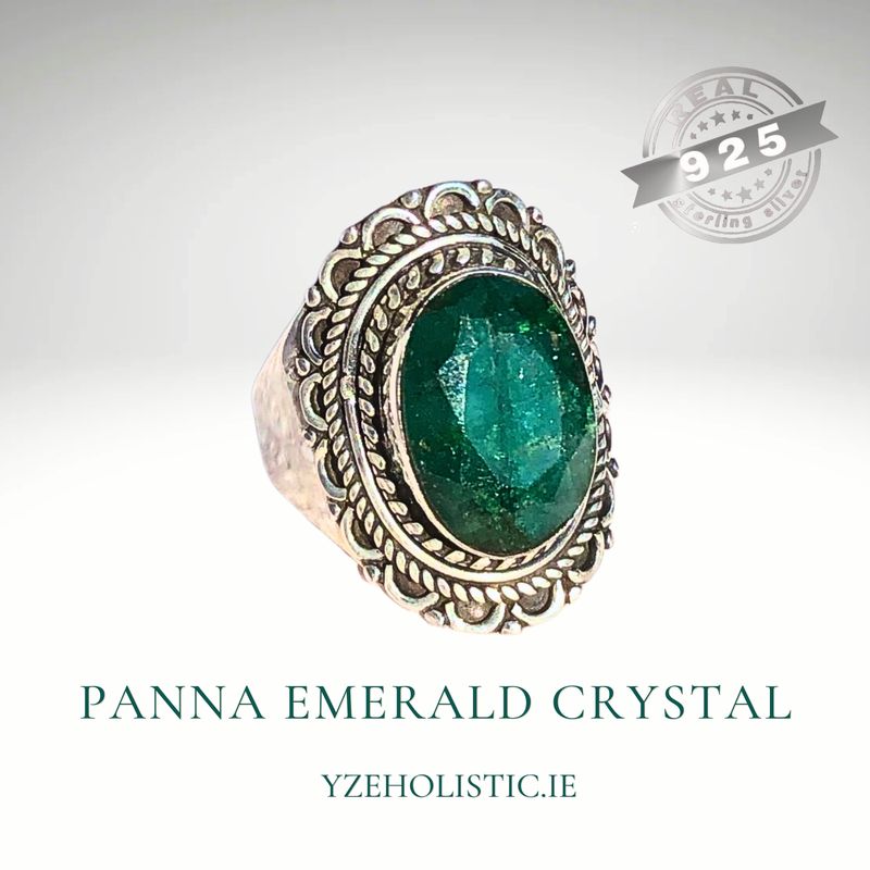Panna Emerald Gemstone Ring 925 Sterling Silver