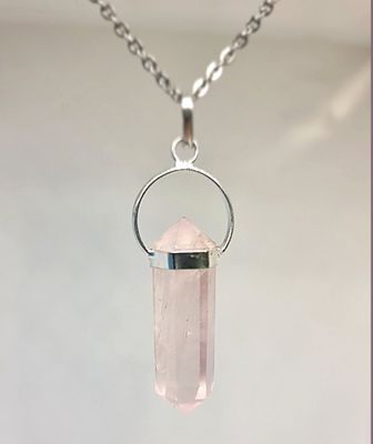 Rose Quartz Crystal Neckless Pendant Unconditional Love Amulet Heloxahon Shape