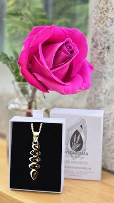 Smokey Quartz Crystal Natural Stone 925 Sterling Silver Pendant Necklace