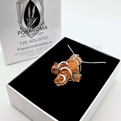 Heloxahon Aragonite Cluster 925 Sterling Silver Pendant Necklace