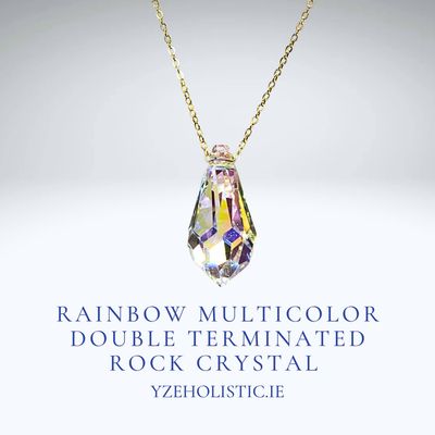 Rainbow Multicolour Double Terminated Rock Crystal 925 Sterling Silver Necklace Rainbow Multicolour Double Terminated Rock Crystal 925 Sterling Silver Necklace