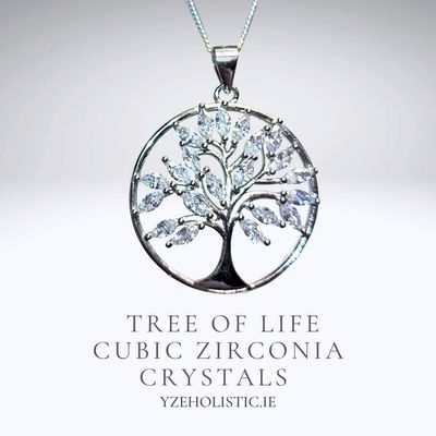Tree of Life Zirconia Crystals Pendant 925 Sterling Silver Necklace 