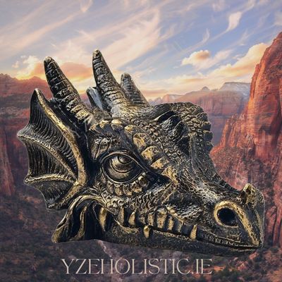 Dragon Head Crystal Ball Holder Stand Bronze Statue 