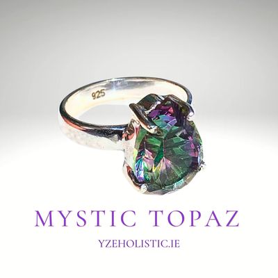 Mystic Topaz Crystal Ring Drop 925 Sterling Silver Ring