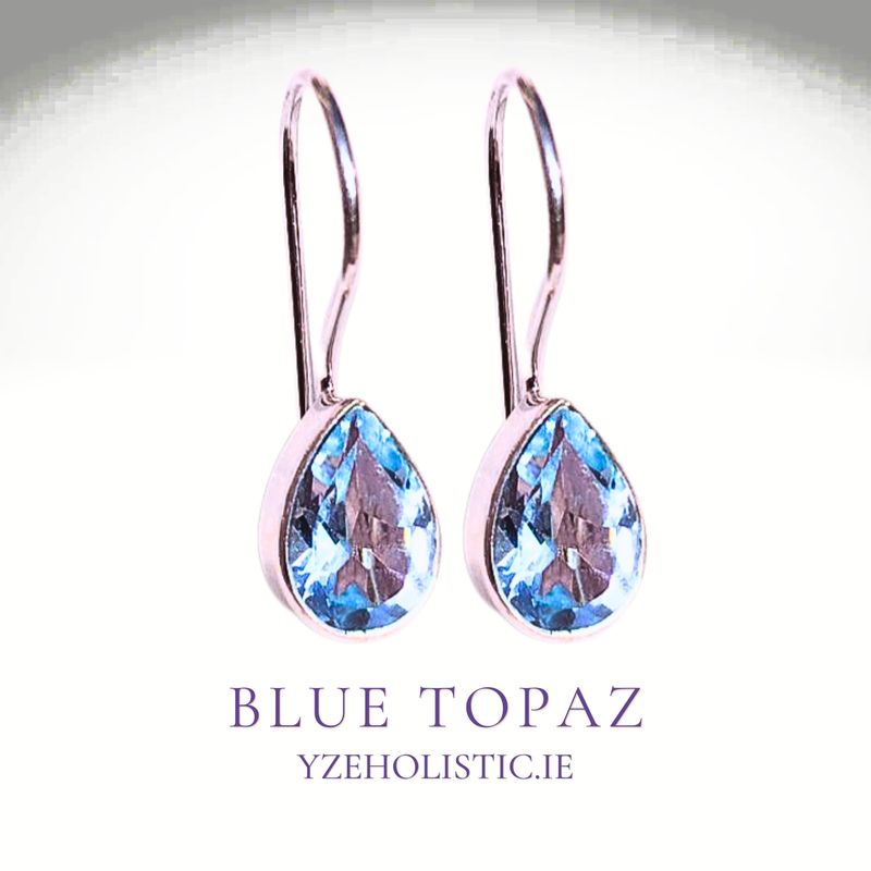 Sky Blue Topaz Crystal 925 Sterling Silver Earrings