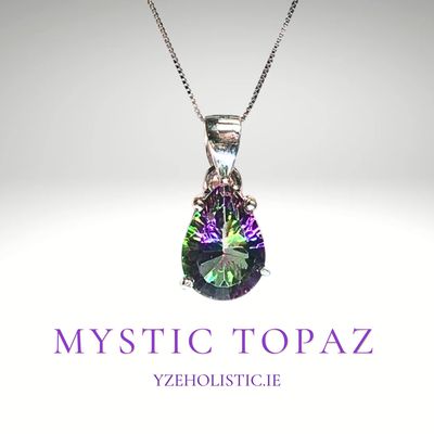 Mystic Topaz Crystal 925 Sterling Silver Pendant Necklace