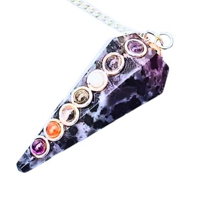 Amethyst Pendulum 7 Seven Chakra Crystal Natural Stone 