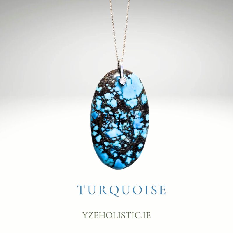 Turquoise Oval Shape Pendant Necklace 925 Sterling Silver