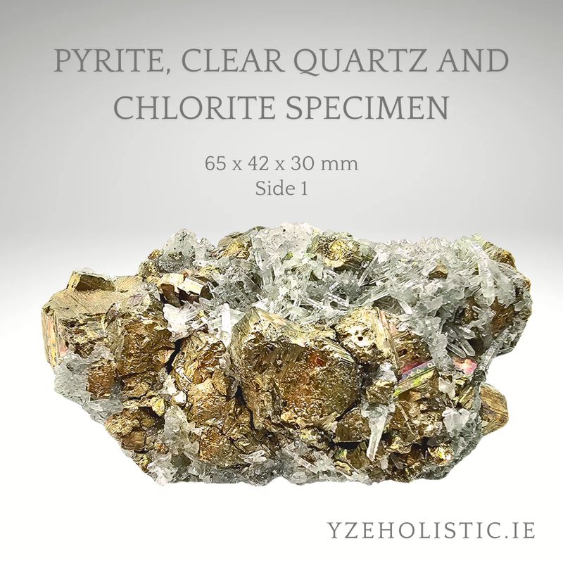 Pyrite, Clear Quartz &amp; Epidote Specimen