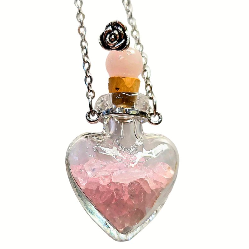 Heart Shaped Essential Oil Glass Bottle &amp; Perfume Holder Memorial Jewellery