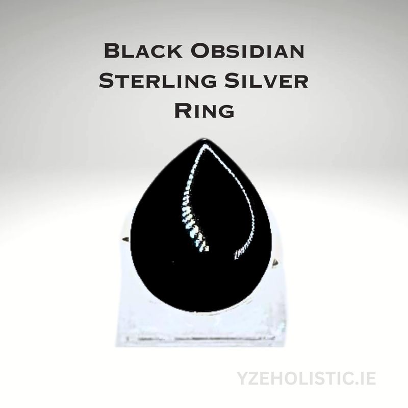 Black Obsidian Ring - 925 Sterling Silver Natural Stone Ring