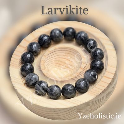 Larvikite Crystal Bracelet Elastic Grey Labradorite family ±8mm