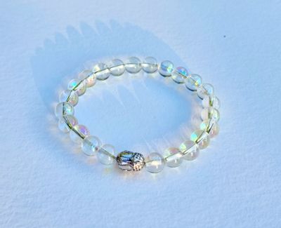 Aura Crystal Bracelet Clear Rainbow Quartz - Unconditional Love - "Goddess Energy"