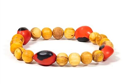 Palo Santo bracelet with 4 Huayruro beads elastic 