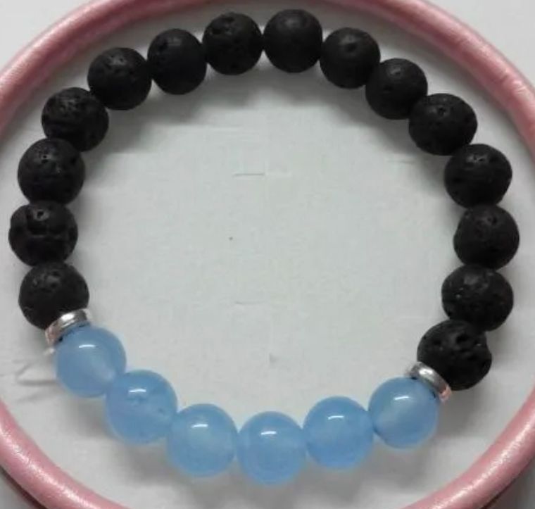 Aqumarune Lava Bracelet Aromatherapy nutural stone elastic crystal round bead 