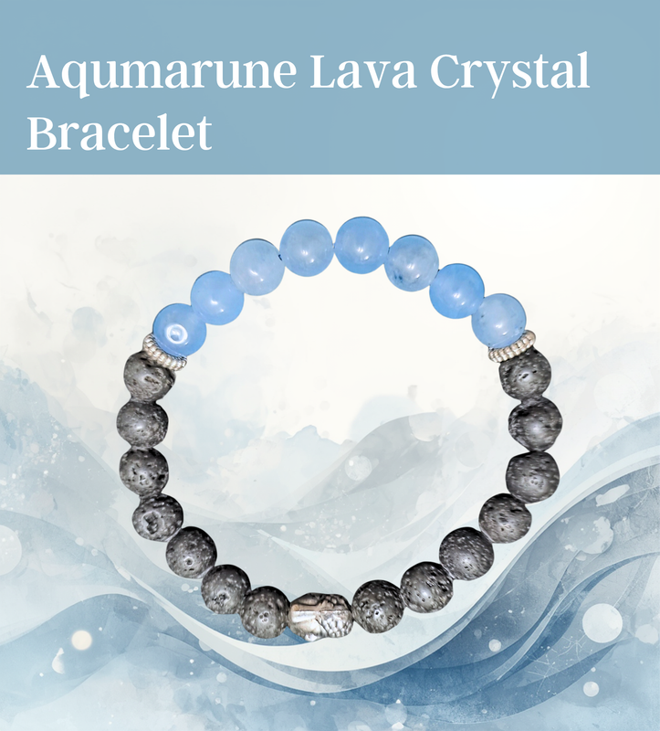 Aqumarune Lava Bracelet Aromatherapy nutural stone elastic crystal round bead 