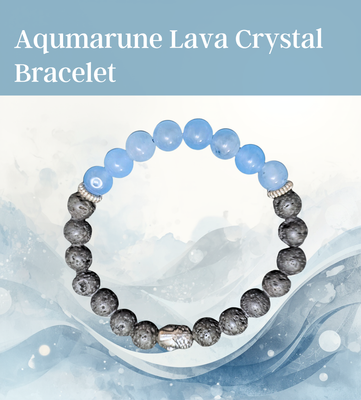 Aqumarune Lava Bracelet Aromatherapy nutural stone elastic crystal round bead 