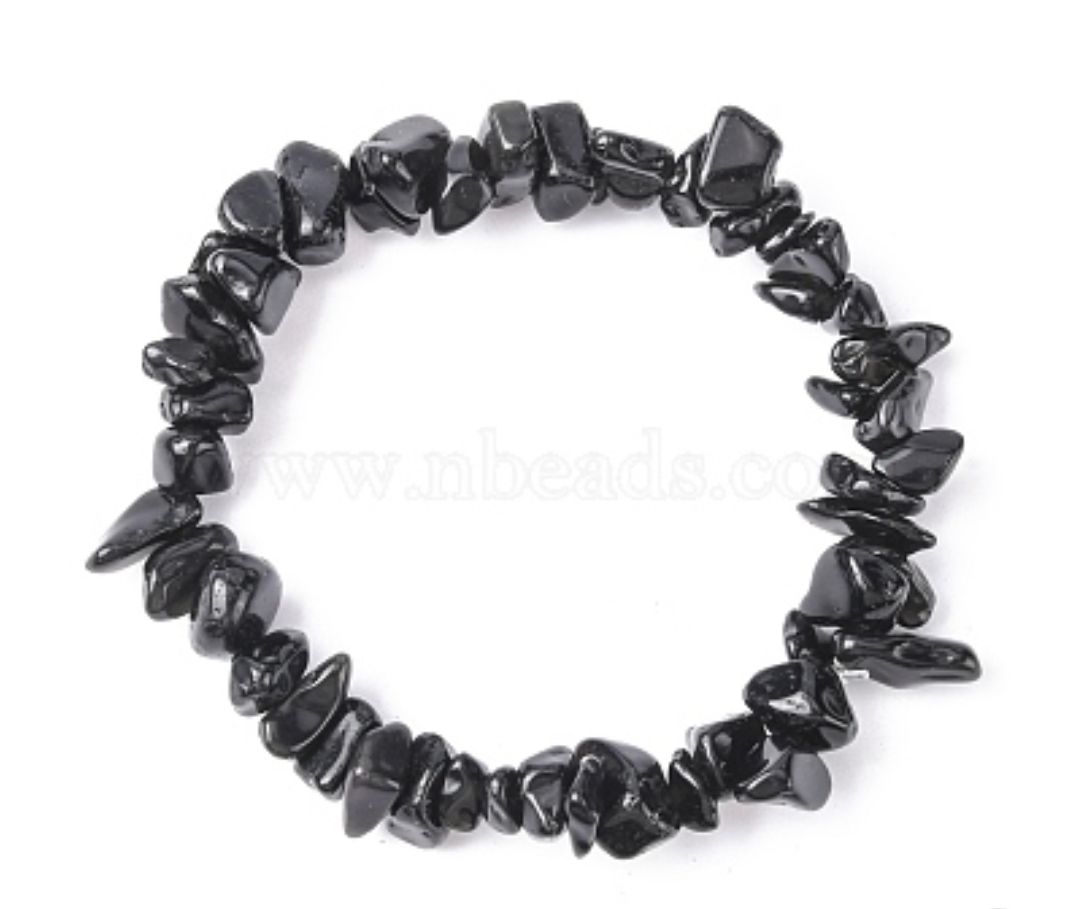 Black Obsidian Crystal 53mm Chip Bracelet