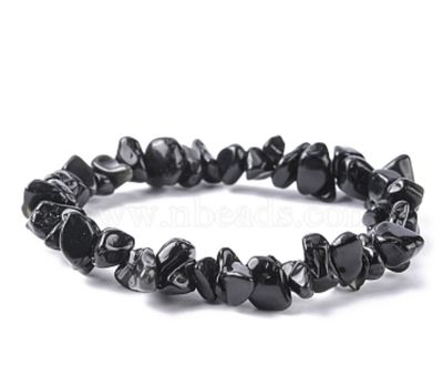Black Obsidian Crystal 53mm Chip Bracelet