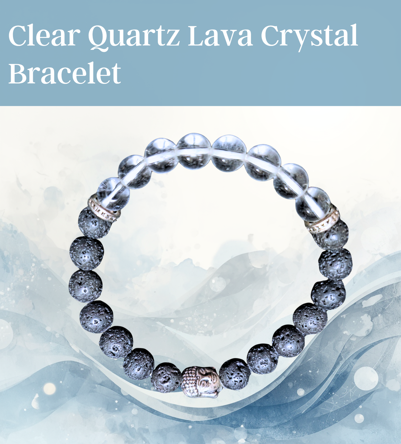 Clear Quartz Lava Crystal Bracelet Aromatherapy Round bead ±8mm