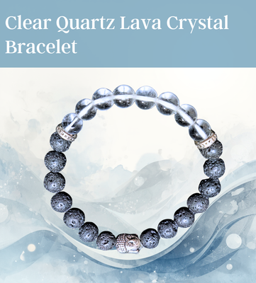 Clear Quartz Lava Crystal Bracelet Aromatherapy Round bead ±8mm