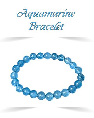 AQUAMARINE BLUE BEAD CRYSTAL BRACELET ±8mm