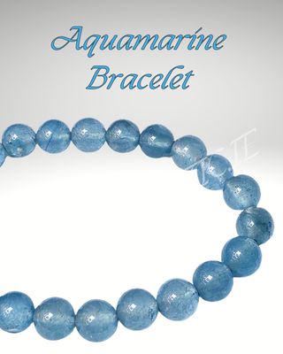 AQUAMARINE BLUE BEAD CRYSTAL BRACELET ±8mm