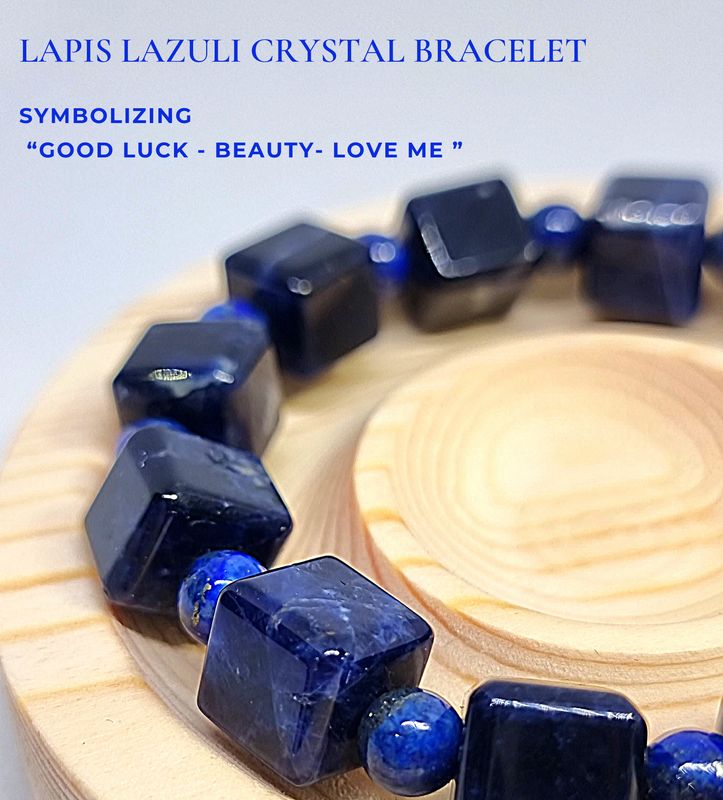 Lapis Lazuli Crystal Bracelet - Lapis Lazuli Royal Blue Square Cut 12mm
