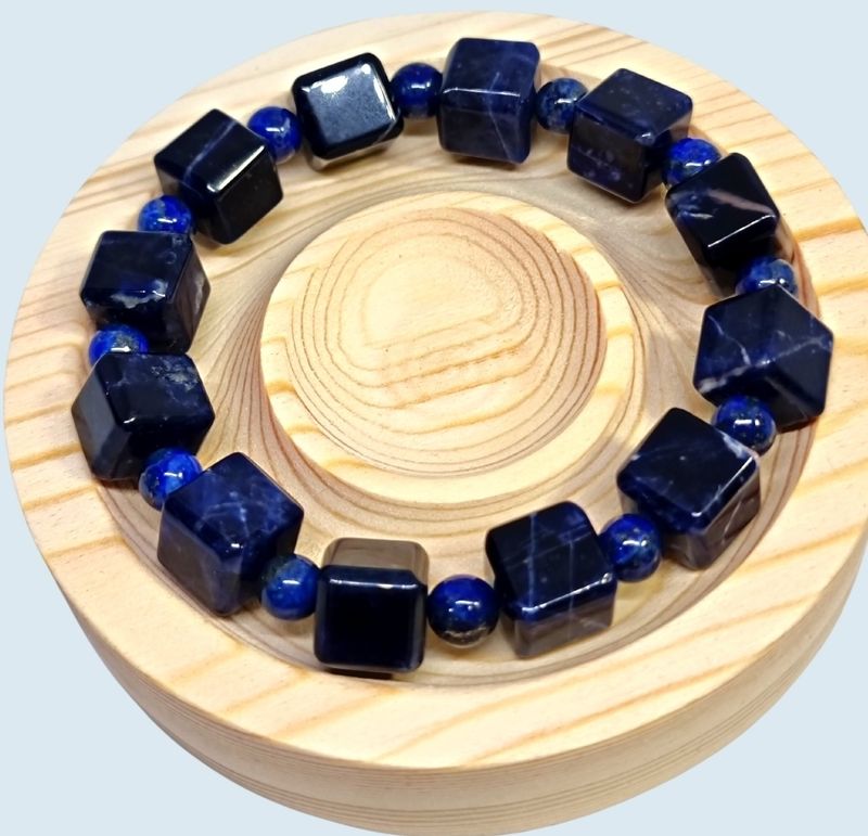 Lapis Lazuli Crystal Bracelet - Lapis Lazuli Royal Blue Square Cut 12mm