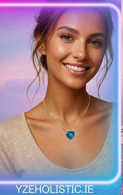 Dainty Sky Blue Topaz / Moonstone Crystal Necklace Heart Amulet Pendant 925 Sterling Silver 