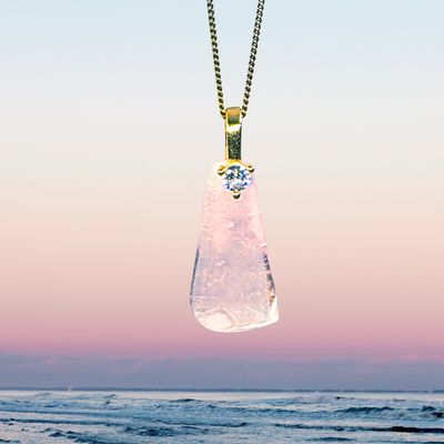 PINK MORGANITE CRYSTAL PENDANT AMULET "MORNING ROSE"