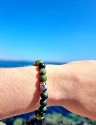 Jade Crystal Bracelet Natural Stone ±8mm round bead 