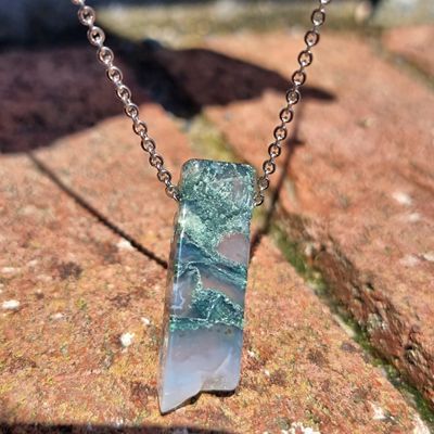 Moss Agate Silver pendant - Light &amp; New beginning,  Recovery