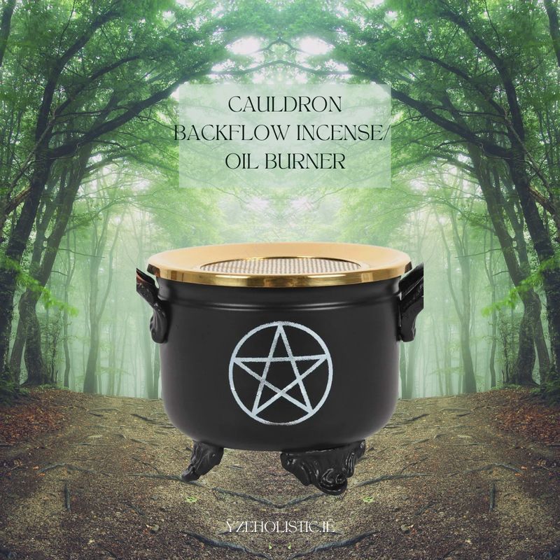 Pentagram Cauldron Oil / Backflow Cone Incense Burner Holder Candle Holder - Diffuser Essential Oils - Wax 