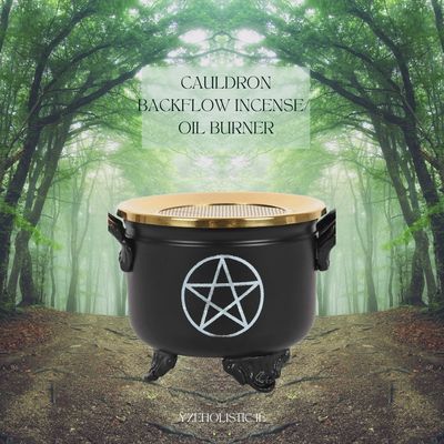Pentagram Cauldron Oil / Backflow Cone Incense Burner Holder Candle Holder - Diffuser Essential Oils - Wax 