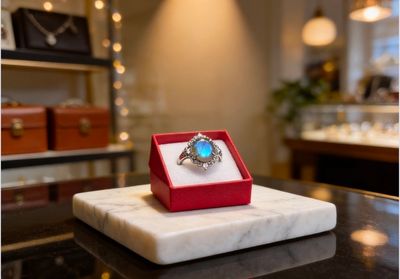 Labradorite Crystal Ring 925 Sterling Silver 
