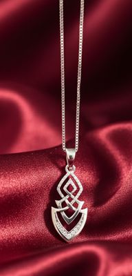 STERLING SILVER GEOMETRIC PENDANT NECKLACE — MODERN CELTIC INSPIRED DESIGN  