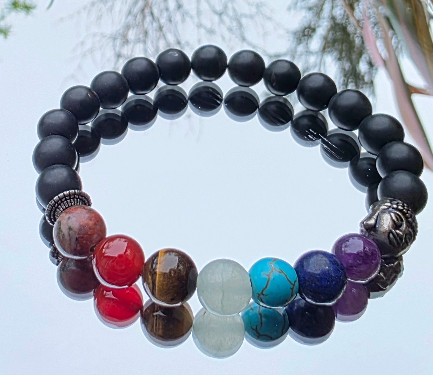 Tourmaline Crystal Bracelet Black Round Bead - Chakra Natural Stone 