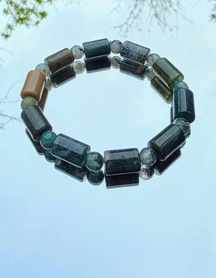 Moss Agate Bracelet Green Healing Gemstone Crystal ±10mm
