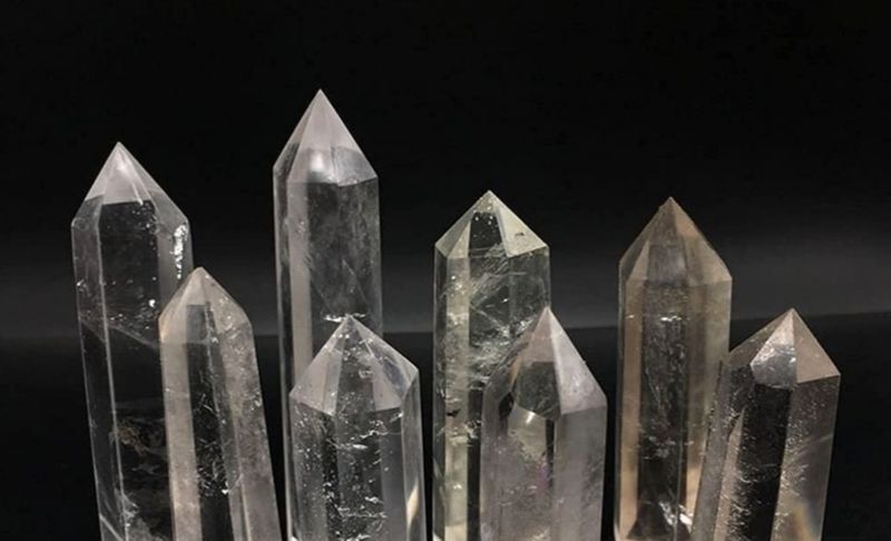Clear Quartz Crystal Tower Point Obelisk - Clear Rock Quartz Crystal Master Healer Large with wooden base