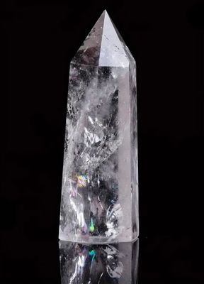 Clear Quartz Crystal Tower Point Obelisk - Clear Rock Quartz Crystal Master Healer Large with wooden base