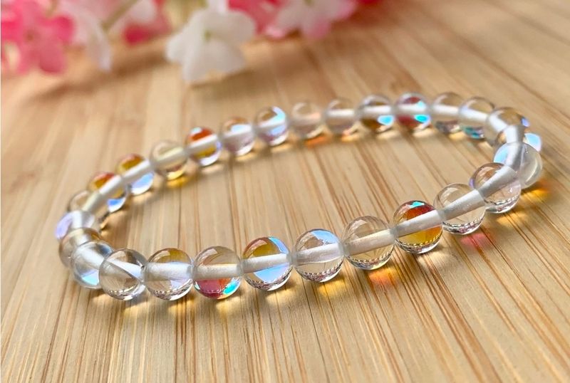 Angel Aura Crystal Bracelet Clear Rainbow Quartz ±6mm
