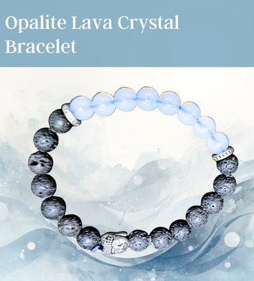 Opalite Lava Round Bead Bracelet Elastic 8mm