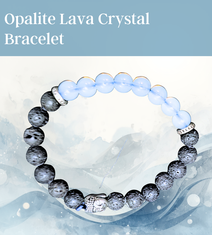Opalite Lava Round Bead Bracelet Elastic 8mm