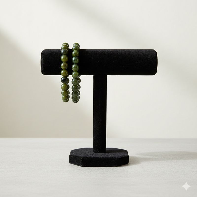 NEPHRITE JADE ROUND BEAD BRACELET ±8mm