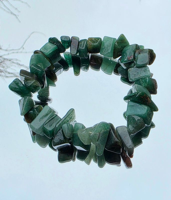 GREEN JADE BRACELET GEMSTONE CHIP CRYSTAL LARGE BEAD ±10mm